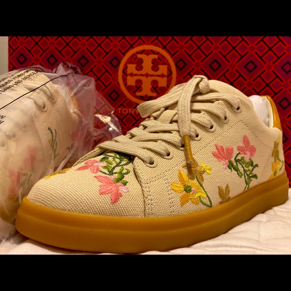 Tory Burch Floral Sneakers, New Never Used and Sold out!